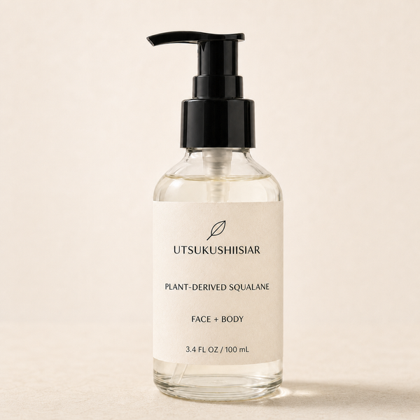 UTSUKUSHIISIAR Plant-Derived Squalane Oil Face + Body 100 mL glass bottle with pump